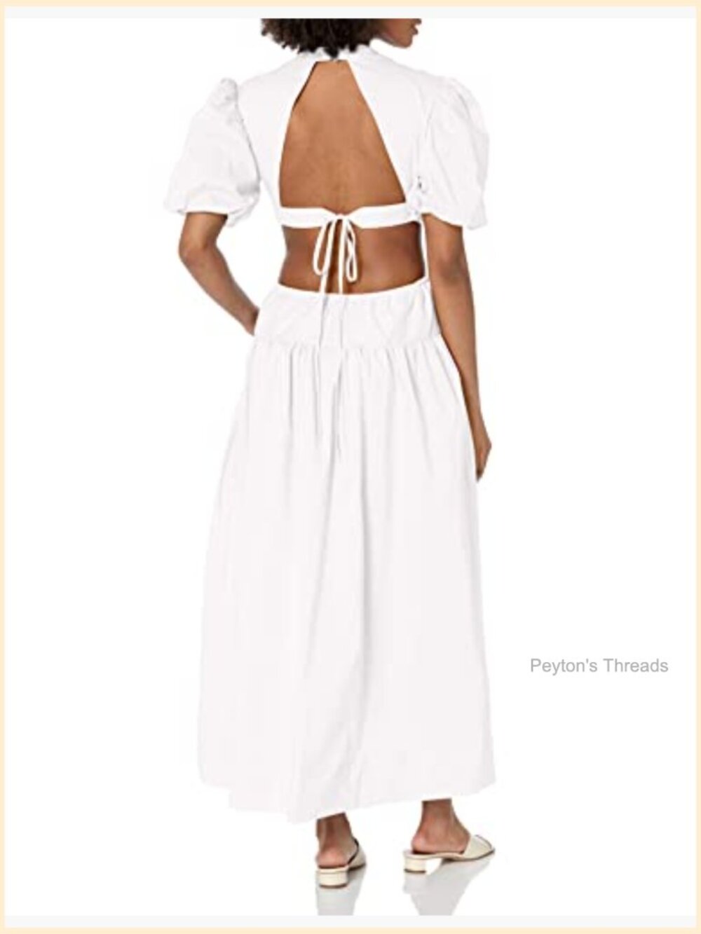 Casual Maxi Dress with Puff Sleeves A-Line - Picture 2 of 2